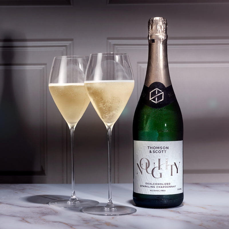 Noughty non-alcoholic Sparkling wine in flutes