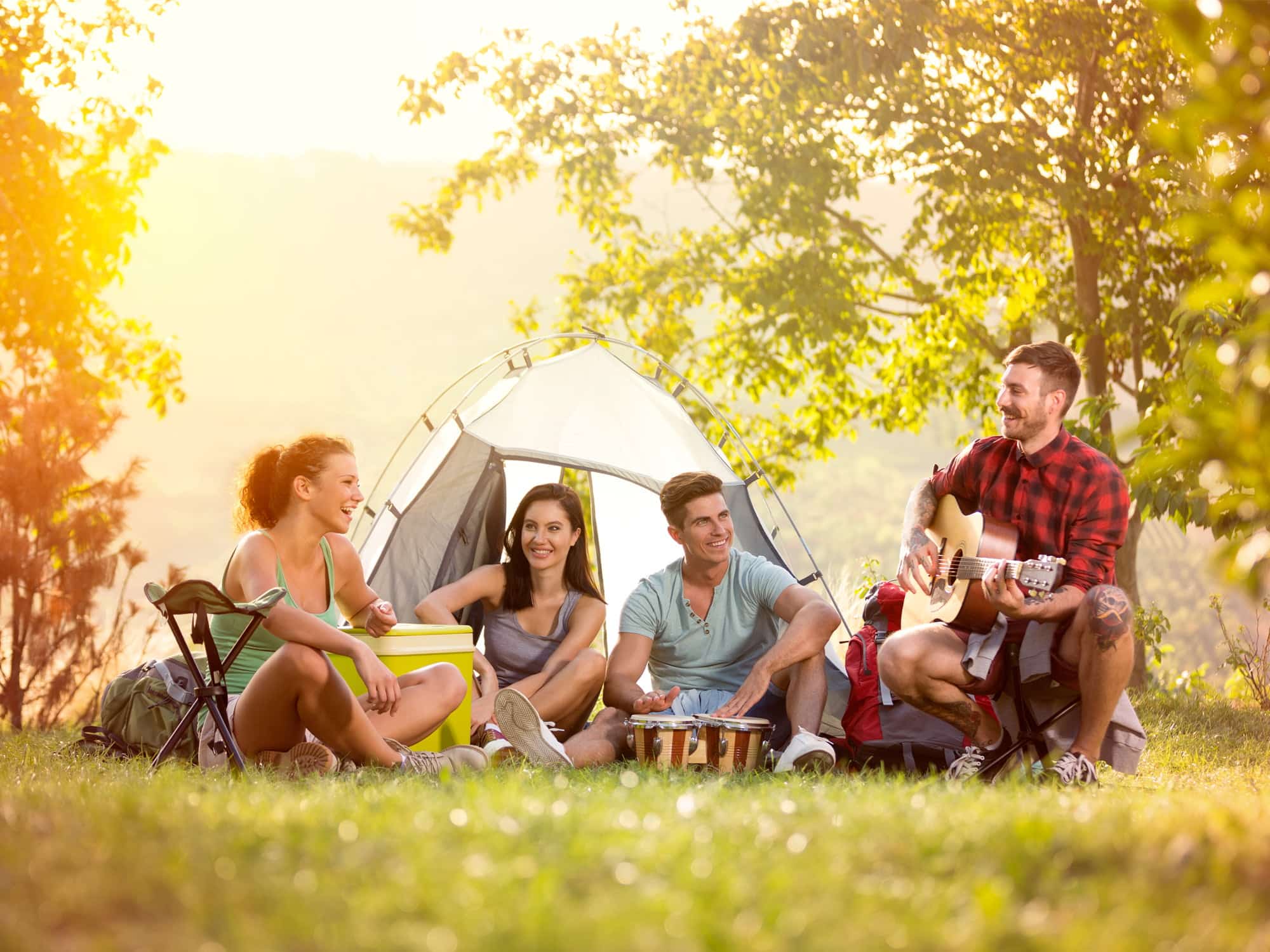 young people camping