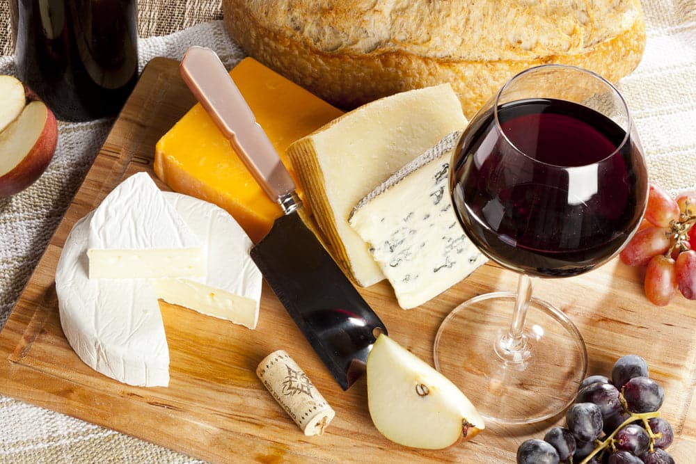 red wine and cheese