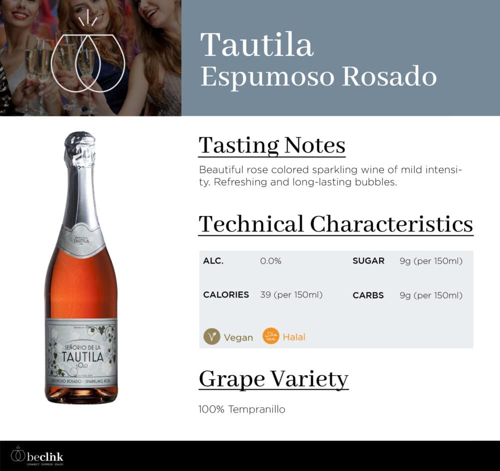 Senorio de la Tautila Espumoso Rosado Non-Alcoholic Sparkling Rose Wine 750ml - Image 2