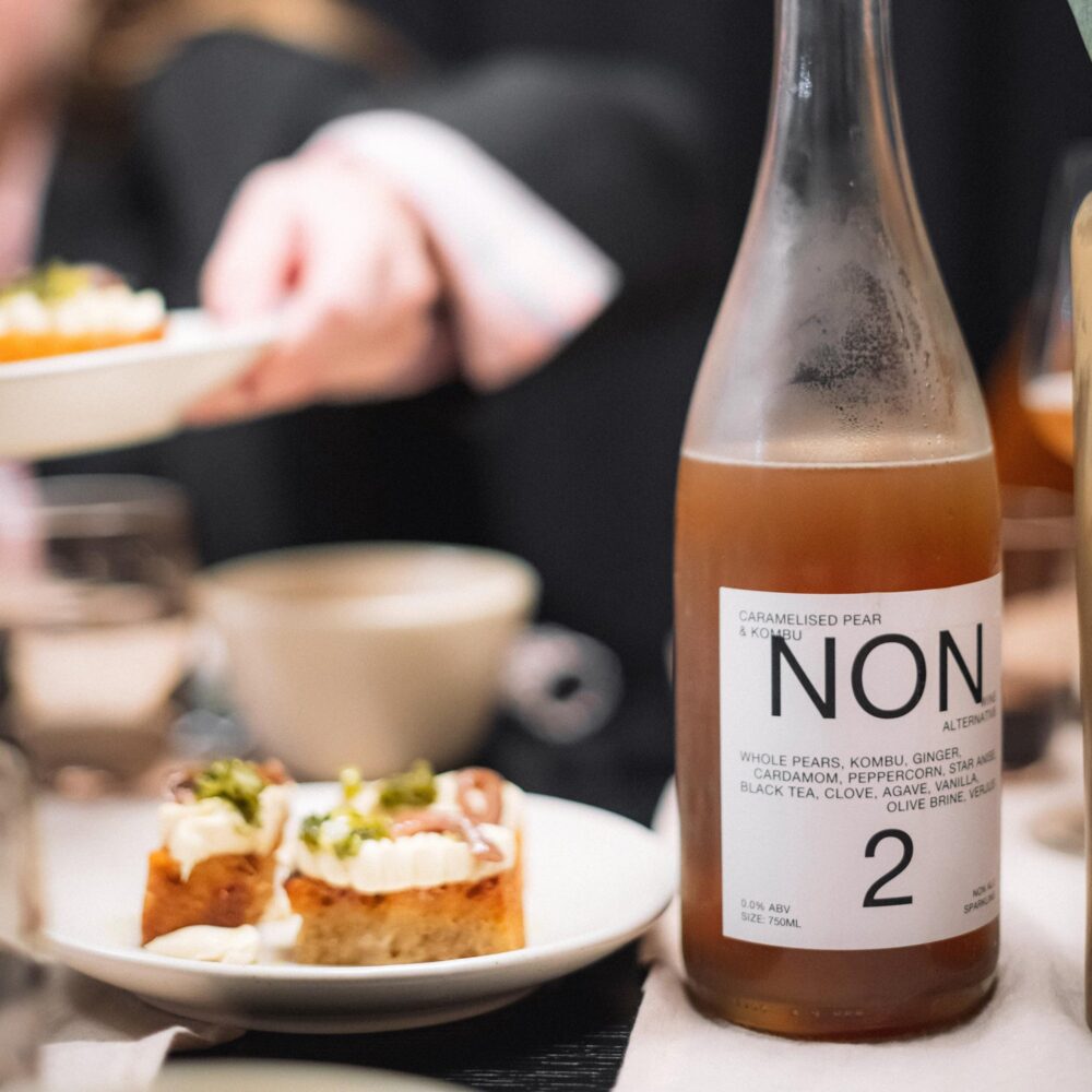 NON 2 Caramelised Pear and Kombu bottle served during pregnancy-safe dinner