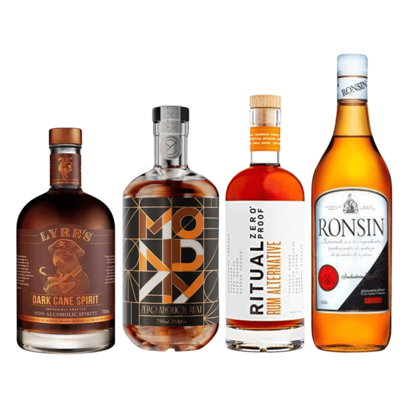 Zero Proof Rum Sampler set with Lyres, Monday, Ritual, and Ronsin