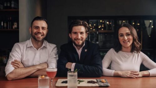 Brunswick Aces Founders at table with non-alcoholic cocktails