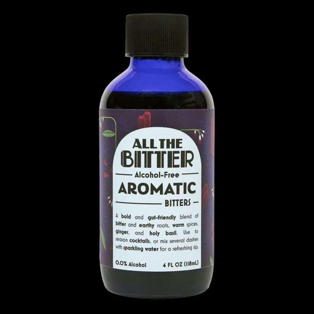 All The Bitter Aromatic Alcohol-Free Bitters bottle with spice-inspired label design