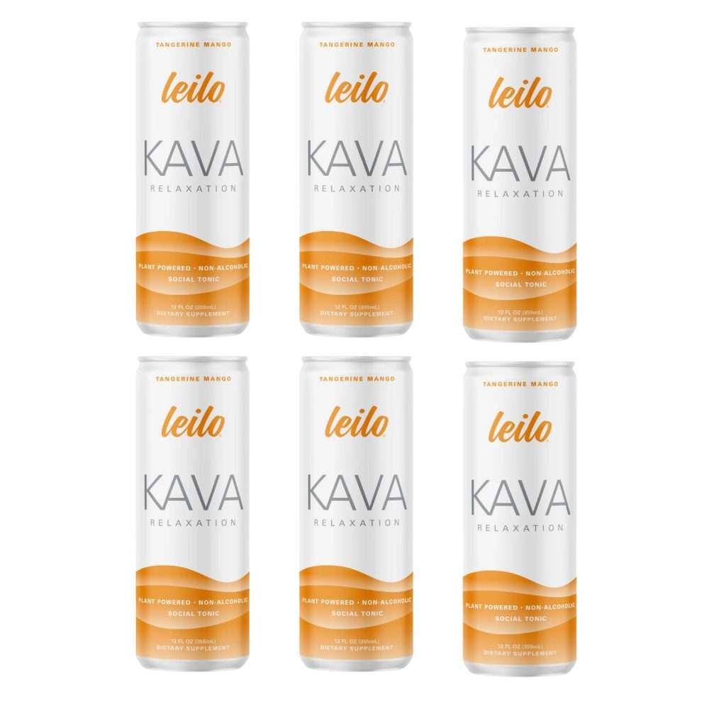 Leilo Tangerine Mango Kava Relaxation Drink 6 Pack – Non-Alcoholic Social Drink