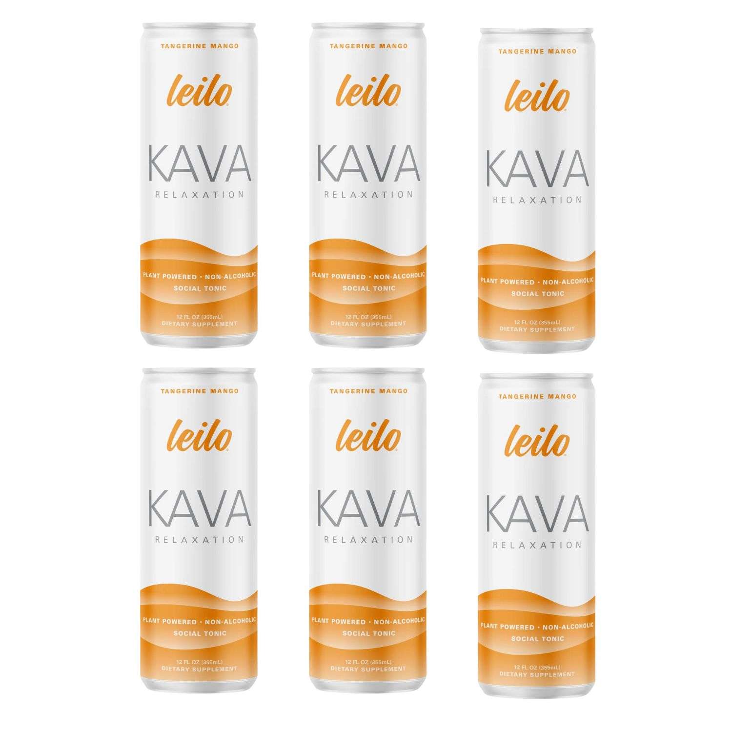 Leilo Tangerine Mango Kava Relaxation Drink 6 Pack – Non-Alcoholic Social Drink