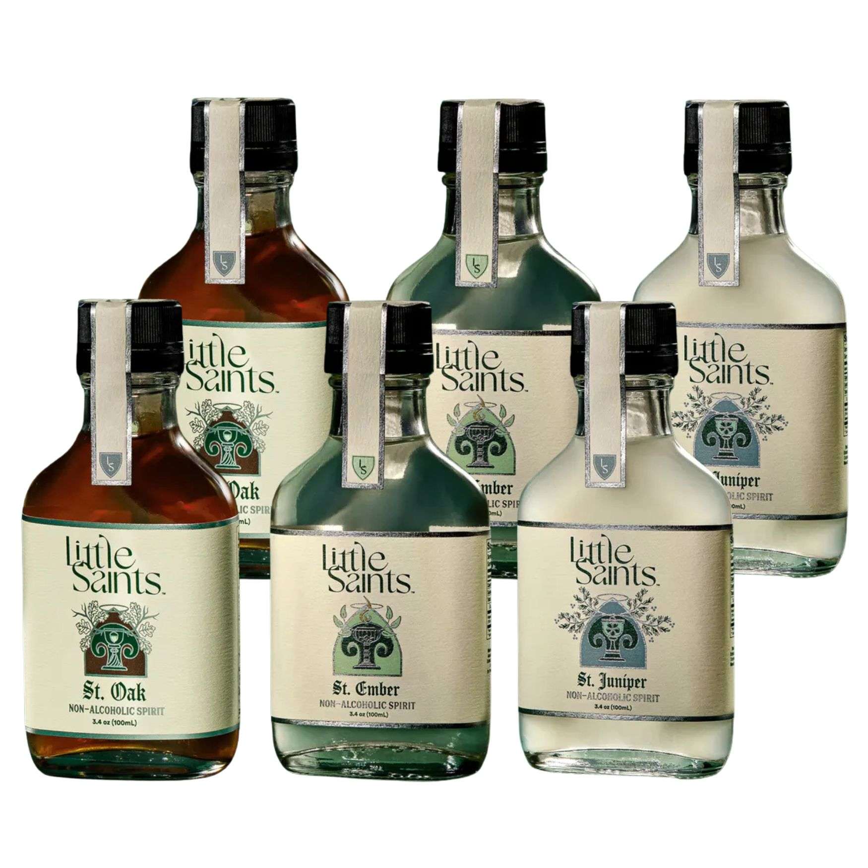 Little Saints non alcoholic spirits sampler mini bottles zero proof cocktail spirits oak ember juniper