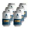 Six 12 fl oz cans of Athletic Brewing Mexican-Style Golden non-alcoholic brew in white and slate blue Pilot Program livery